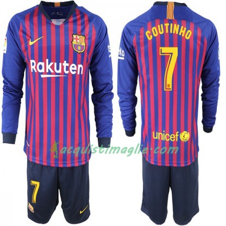 Divisa di Calcio Barcellona Coutinho 7 Bambino Prima 2018/2019 Manica Lunga